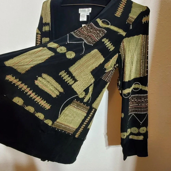 Coldwater Creek Womens Geometric Open Knit Cardigan Shrug Size Medium - Picture 6 of 10